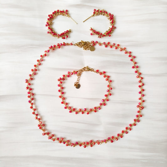 Look Ruby Glow （collar & pulsera & pendiente）