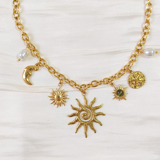 Collar Charm Luna y Sol