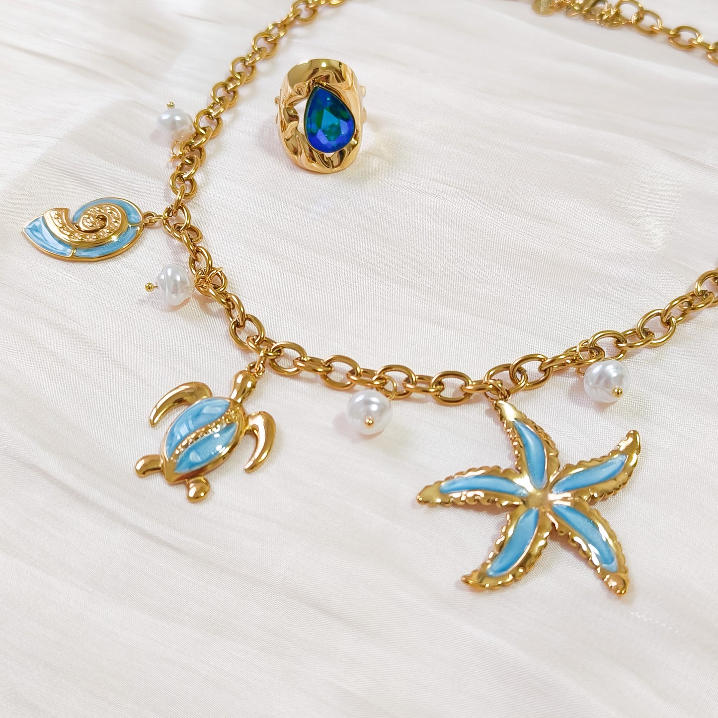 Look Charm Celeste Tortuga(collar &pulsera)