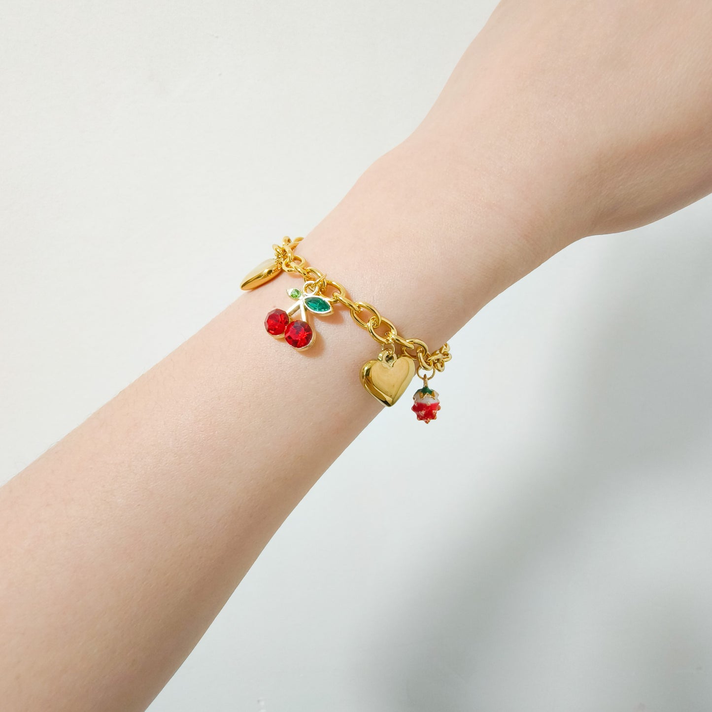 Pulsera Charm Cereza Corazón