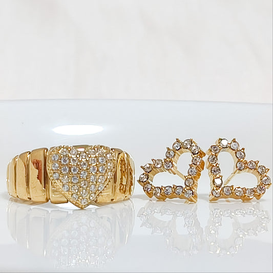 Look Corazón París Fina y Ultra brillo ( anillo y pendiente)