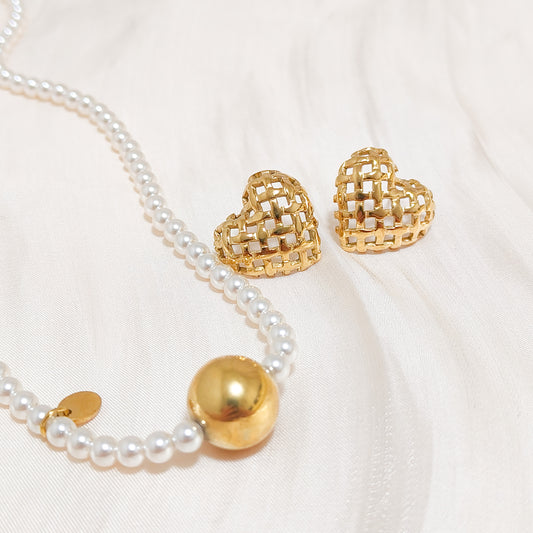 Look Perla Dorada Princesa (collar y pulsera)