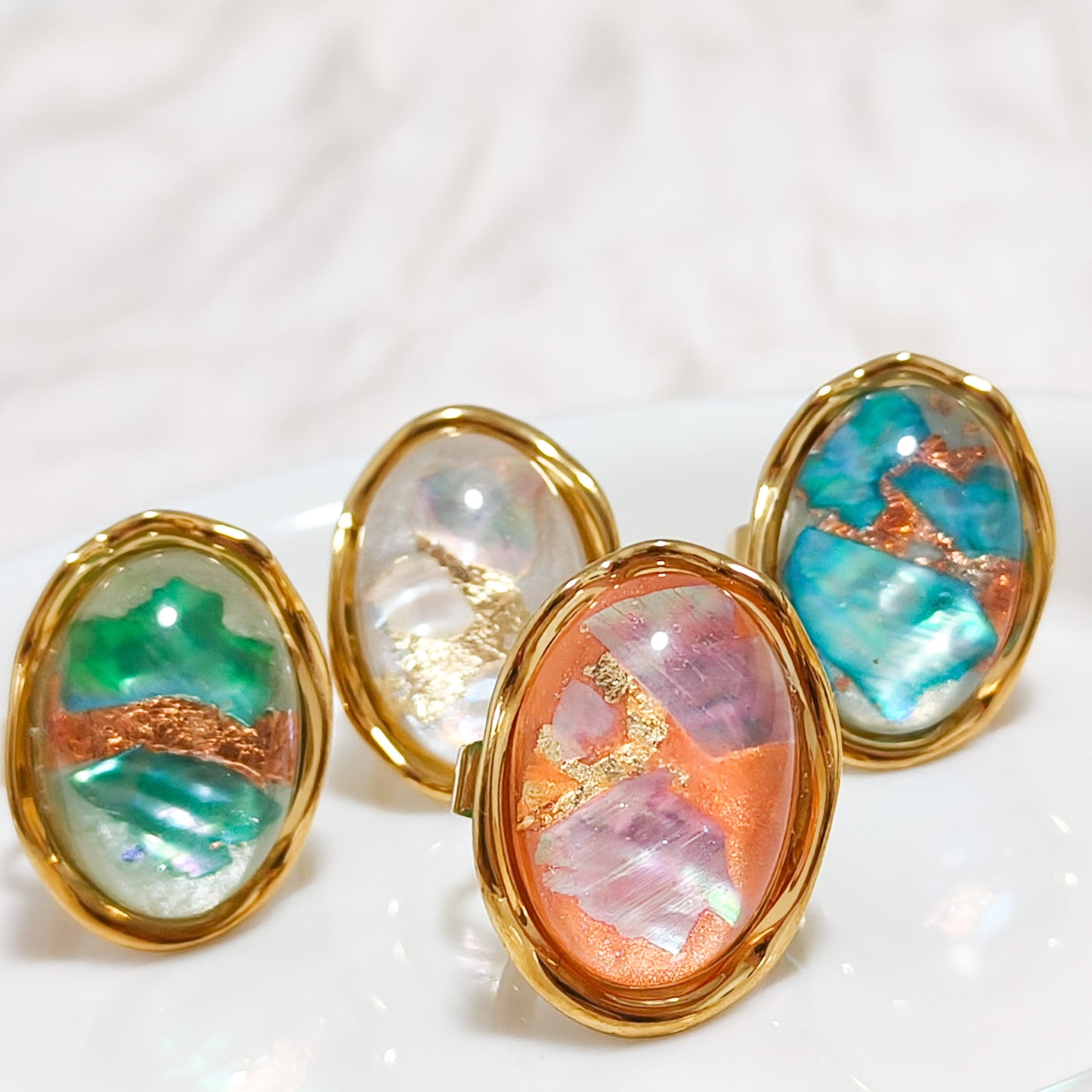 Anillo Lagrima Diosa Nácar Ova Ajustable