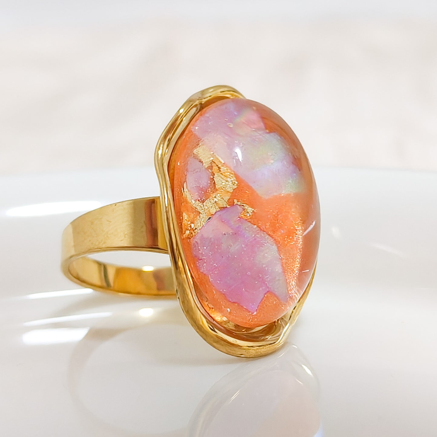 Anillo Lagrima Diosa Nácar Ova Ajustable