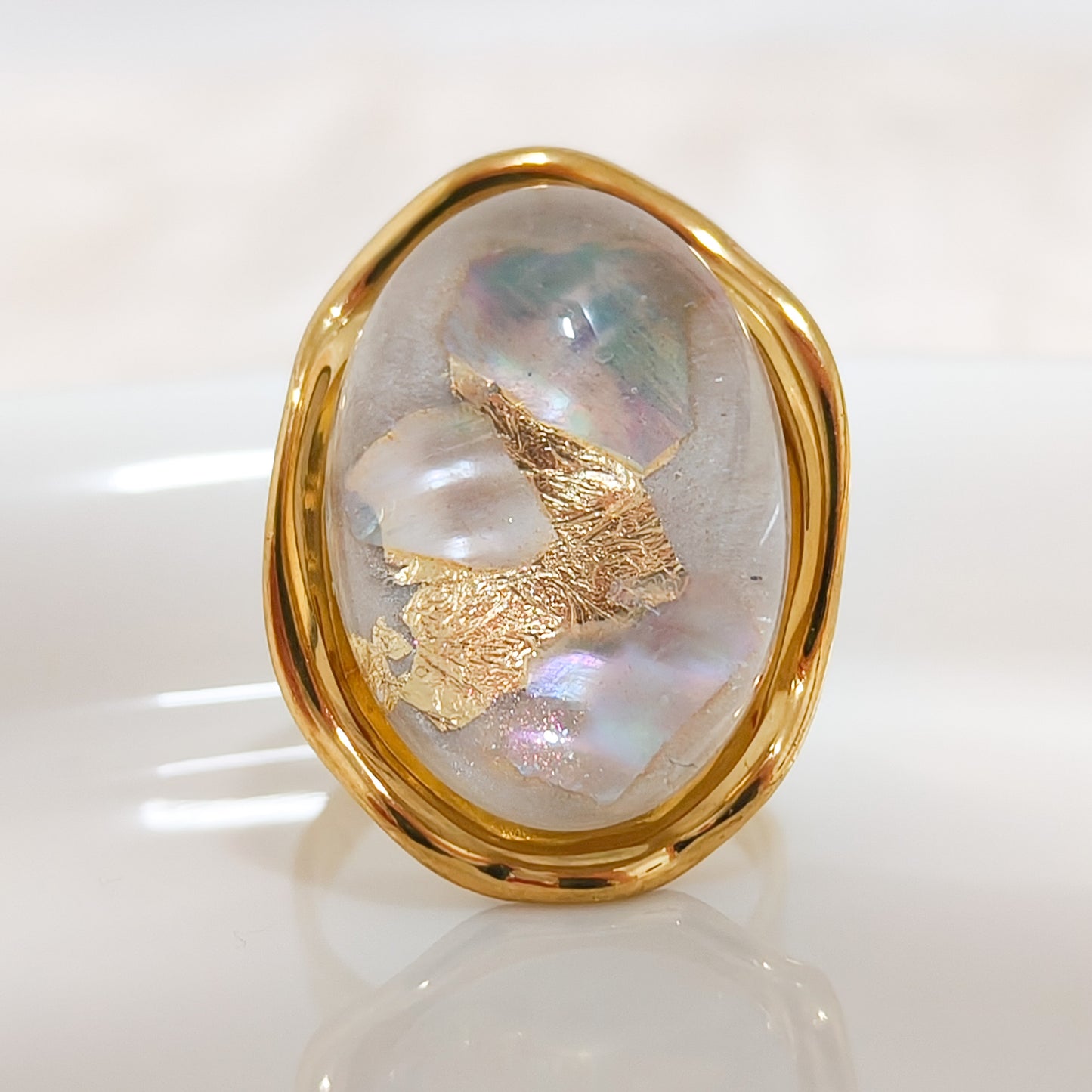 Anillo Lagrima Diosa Nácar Ova Ajustable