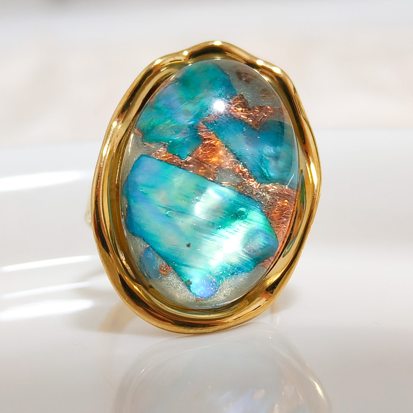 Anillo Lagrima Diosa Nácar Ova Ajustable