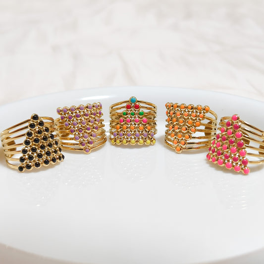 Anillo Bicolor Arquitectura Siena Puntos Ajustable