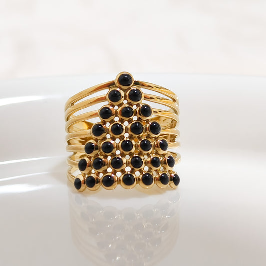 Anillo Bicolor Arquitectura Siena Puntos Ajustable