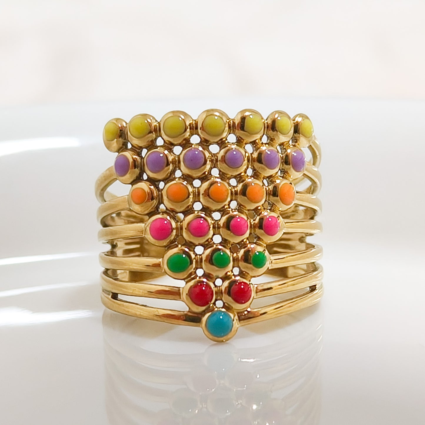 Anillo Bicolor Arquitectura Siena Puntos Ajustable