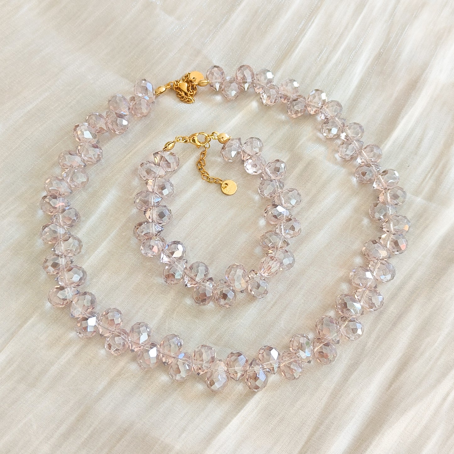 Look Valeria Rosé Brillo ( collar y pulsera)