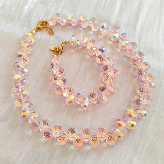 Look Valeria Rosé Brillo ( collar y pulsera)