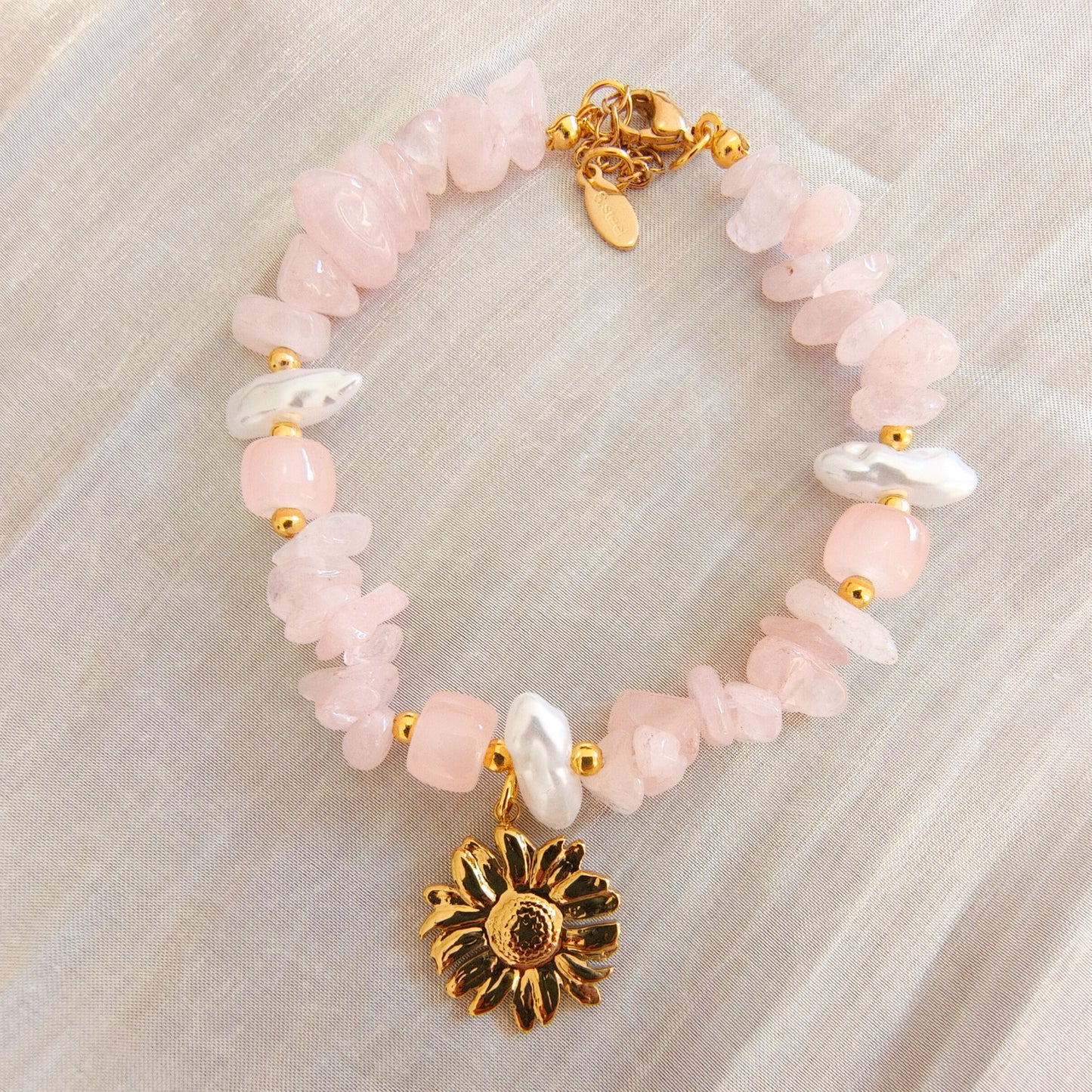Pulsera Margarita Bianca Flor Dorado