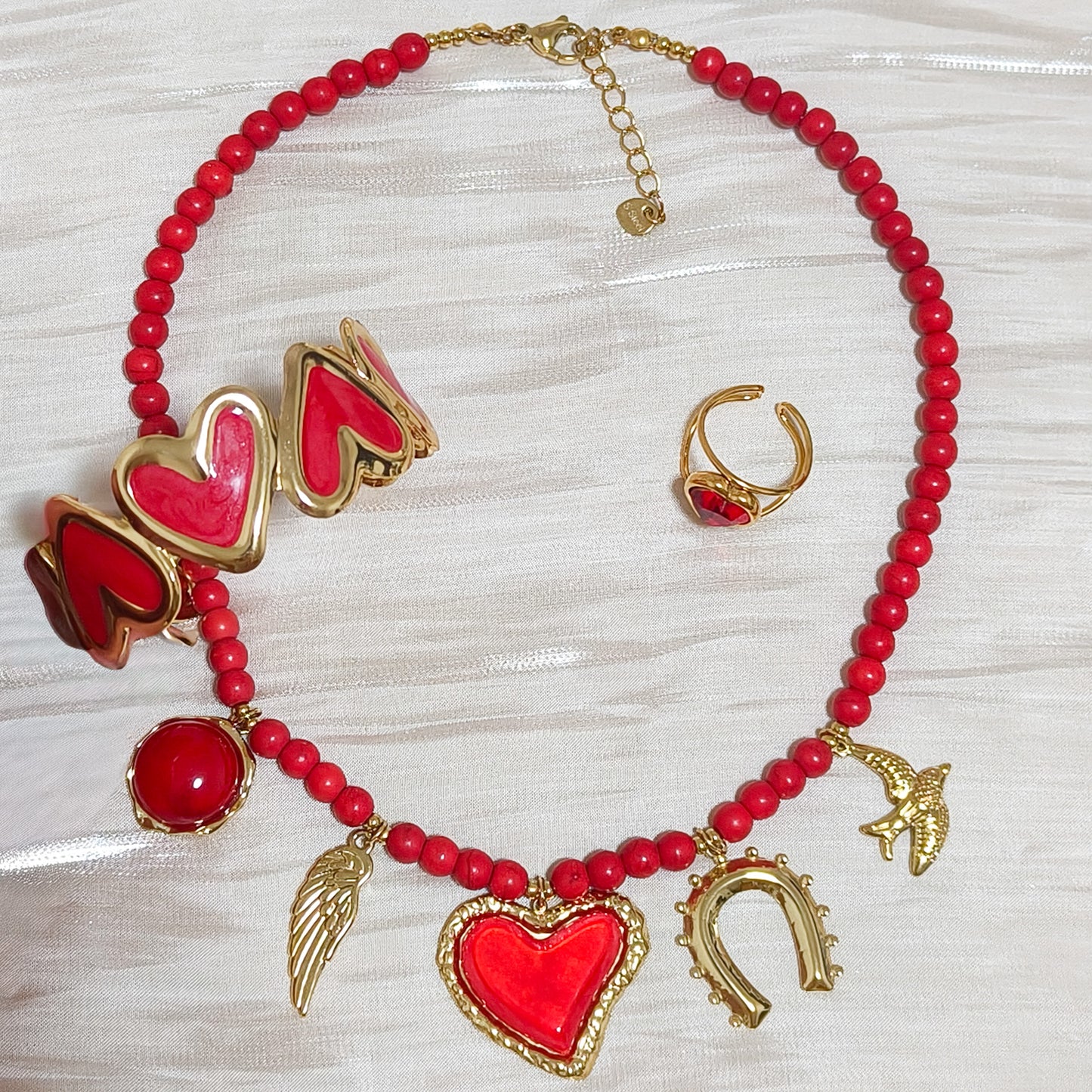 Collar Charm Corazón Valentina Rouge ( 2 colores)