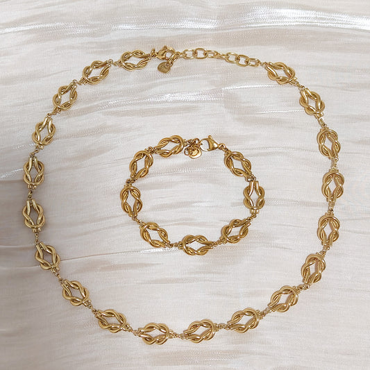 Look Milano Nudo Dorado ( collar y pulsera)