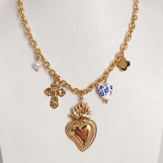 Collar Charm Corazón Azul Sevilla Milagro