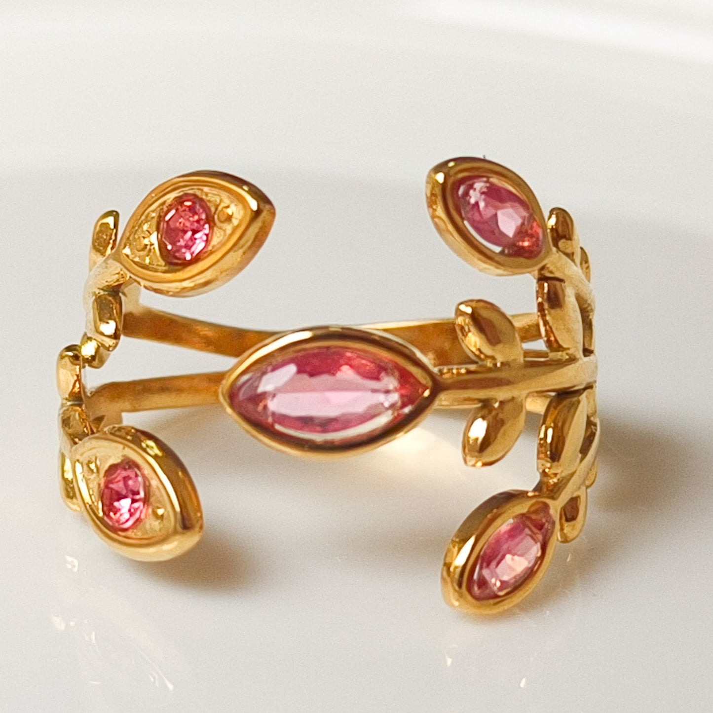 Anillo Clara Rosa Jardín Ajustable