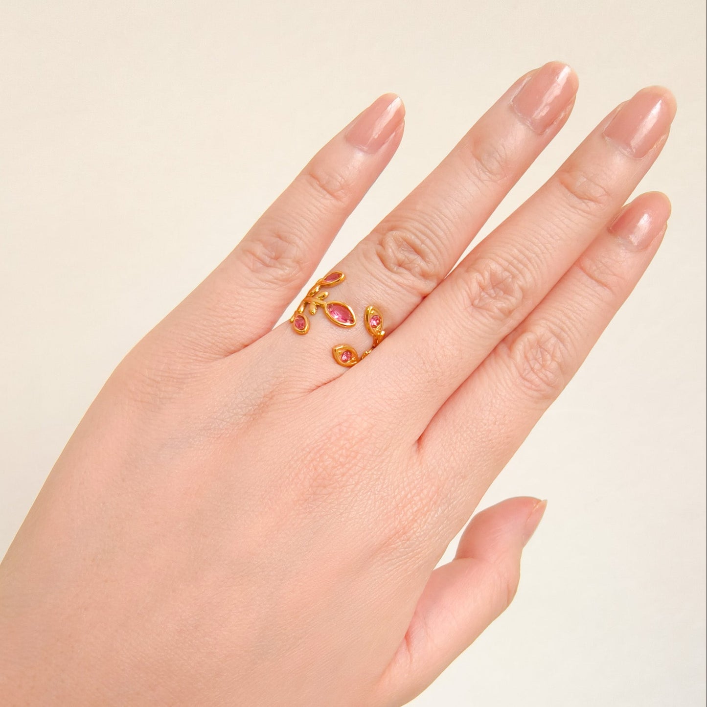 Anillo Clara Rosa Jardín Ajustable