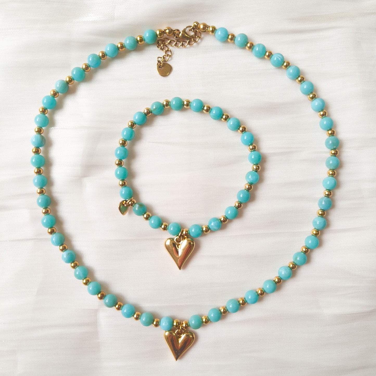 Look Cielo Marina ( collar y pulsera (corazón / libélula / moneda)2 colores