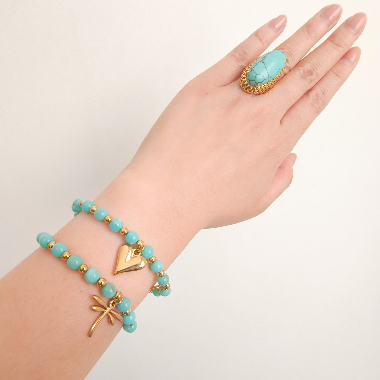 Look Cielo Marina ( collar y pulsera (corazón / libélula / moneda)2 colores