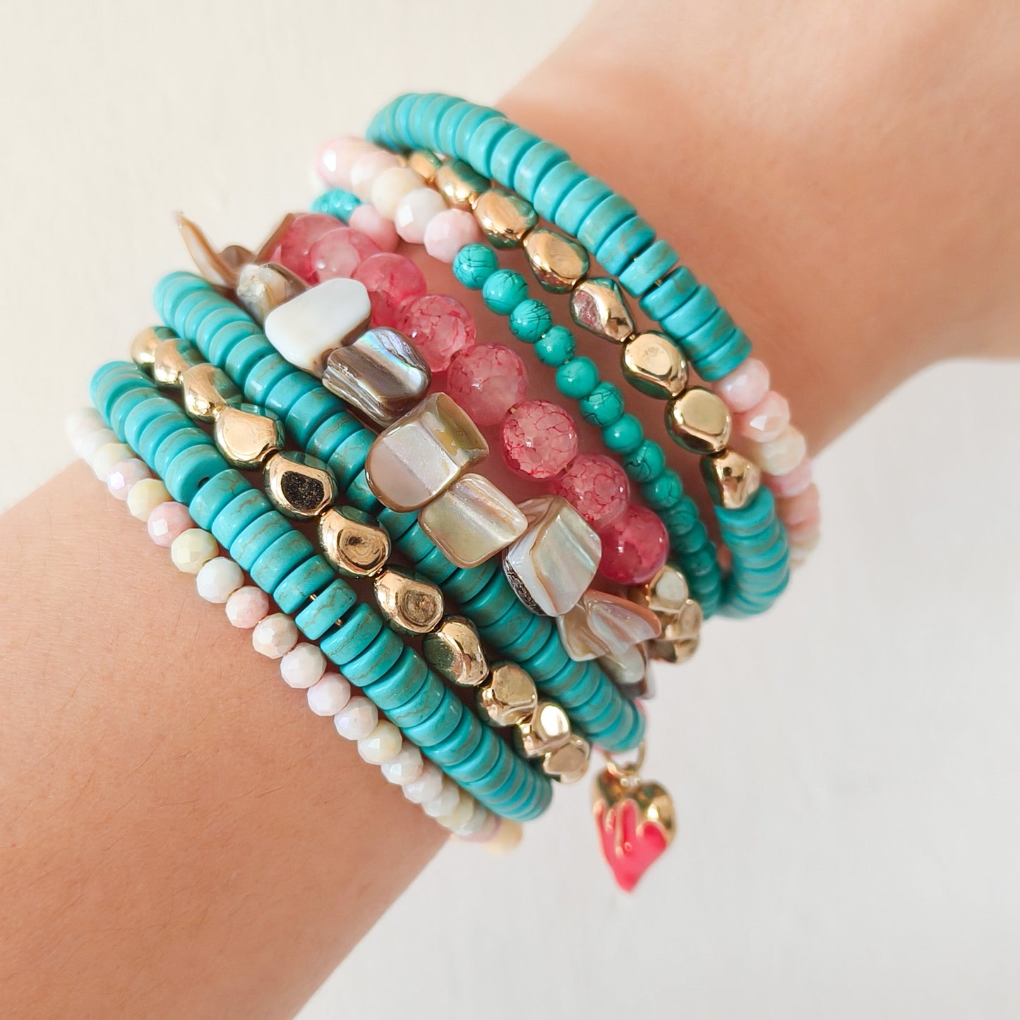Pulsera Multicapa Corazón Riviera Turquesa