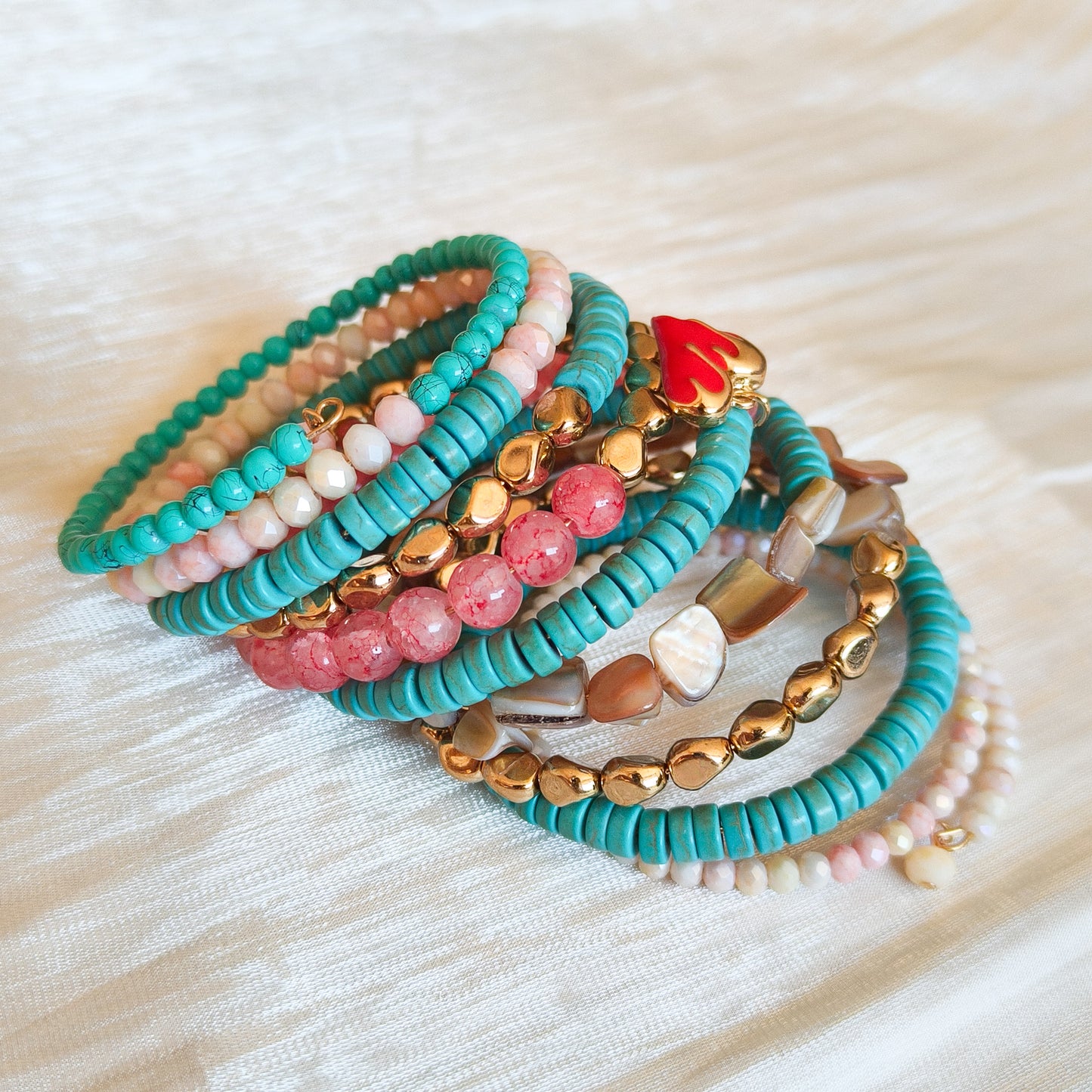 Pulsera Multicapa Corazón Riviera Turquesa