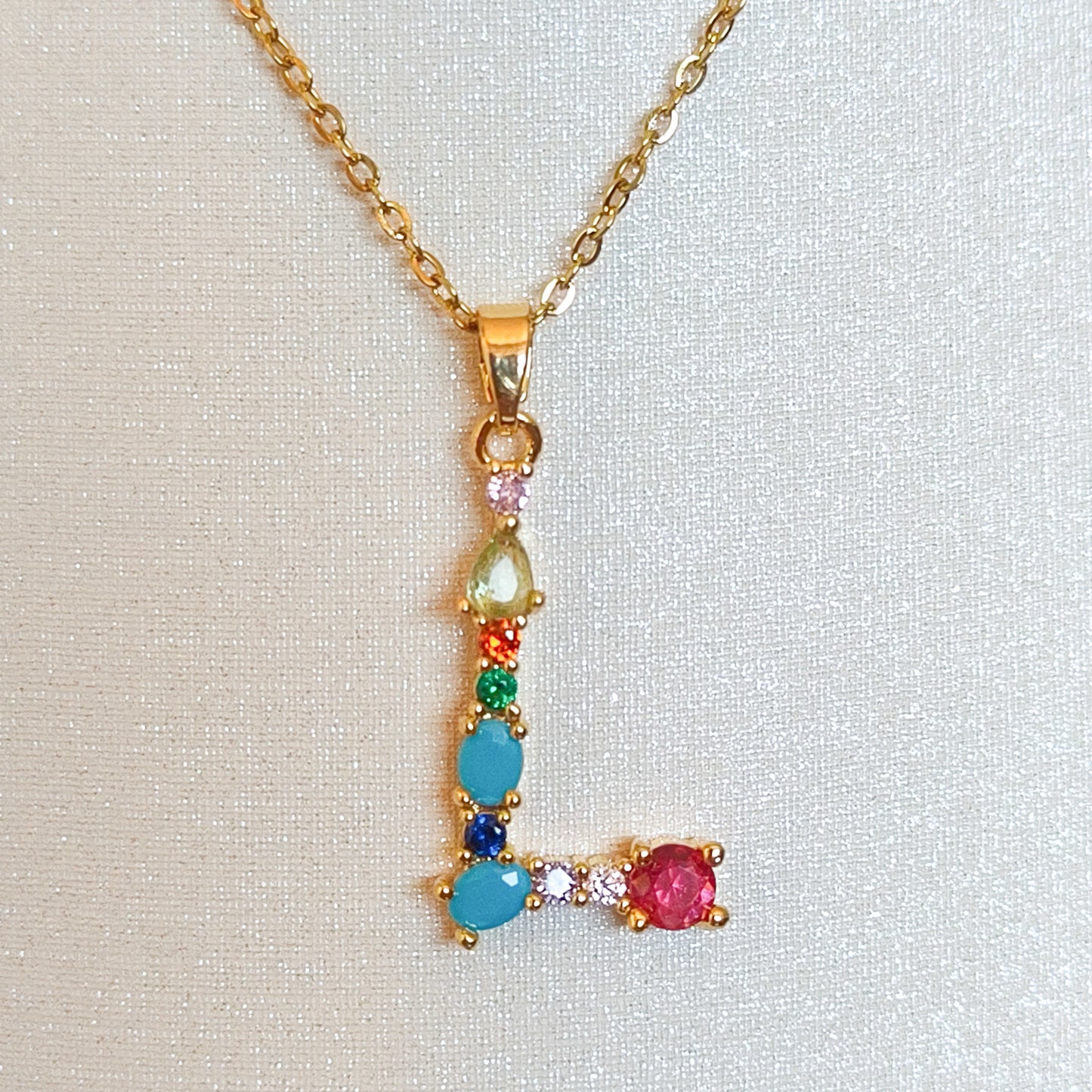 Set Letra Inicial Arcoíris ( collar y pulsera)