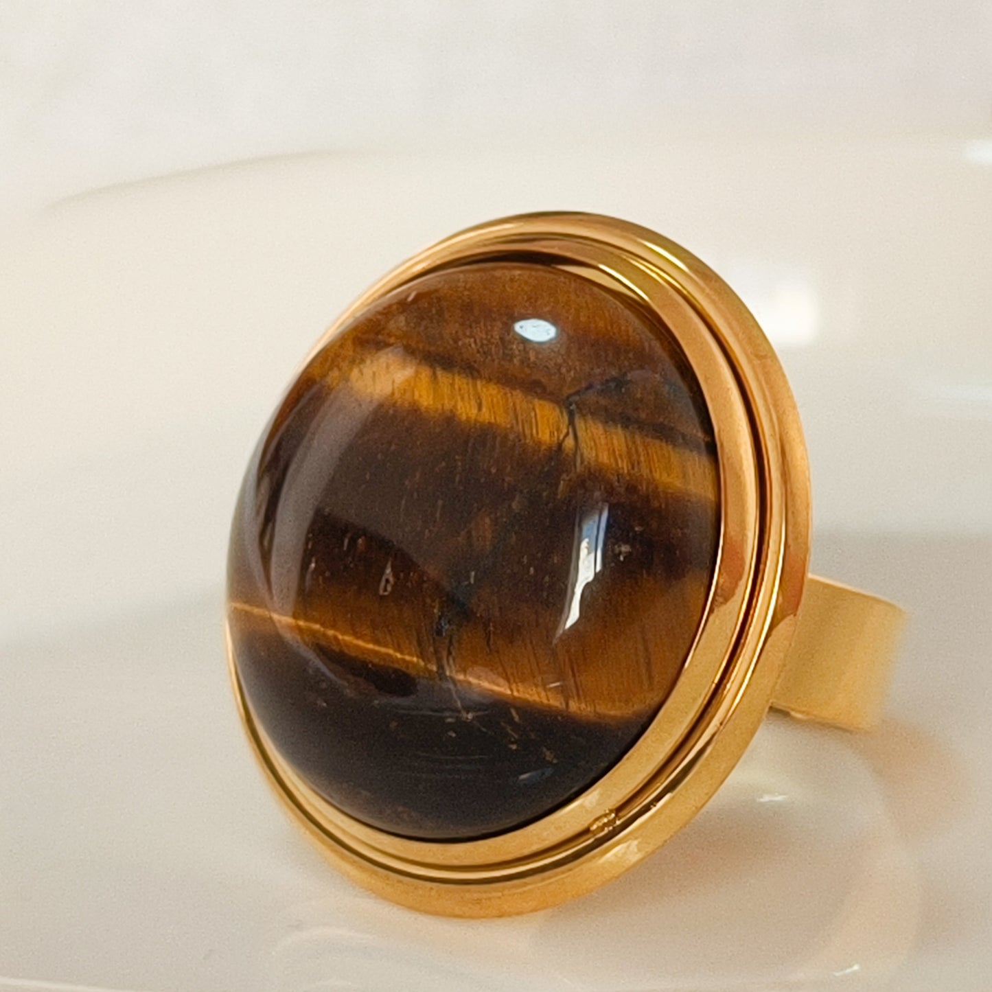 Anillo Valeria Miel ( Ojo de tigre) Ajustable