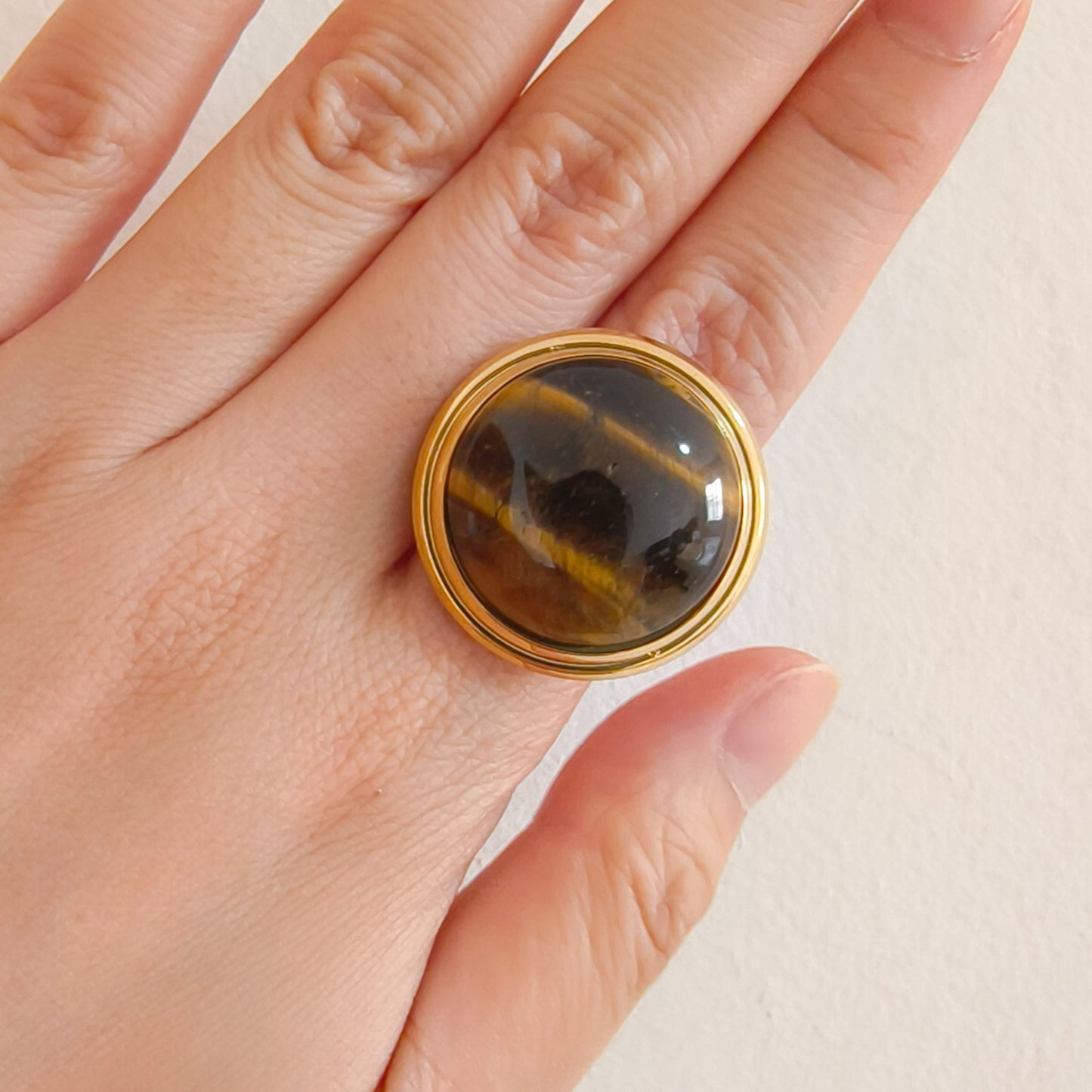 Anillo Valeria Miel ( Ojo de tigre) Ajustable