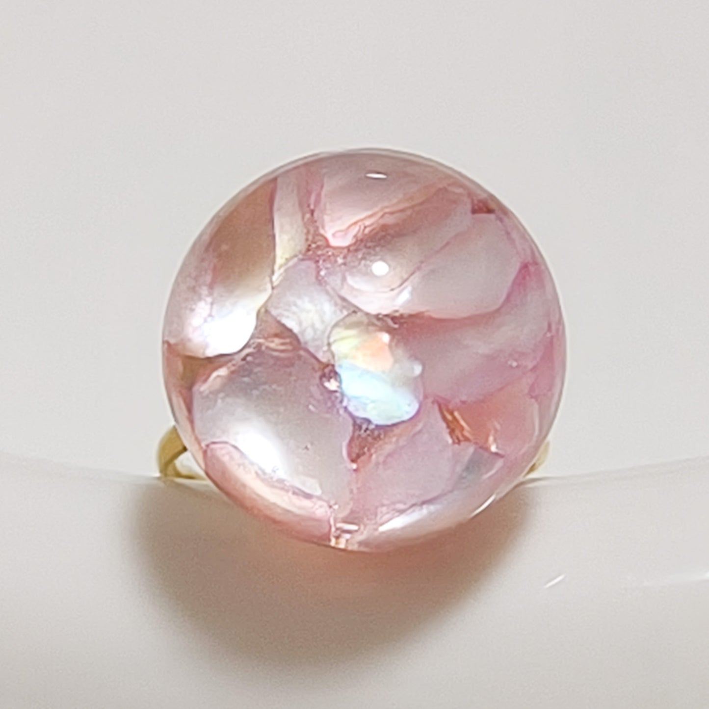Anillo Perla Rosa Alma Nacado acero y ajustable ( 2 colores)