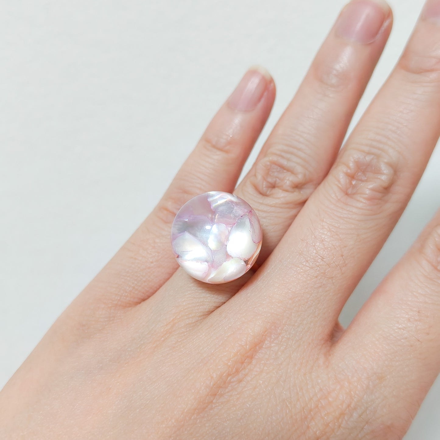Anillo Perla Rosa Alma Nacado acero y ajustable ( 2 colores)