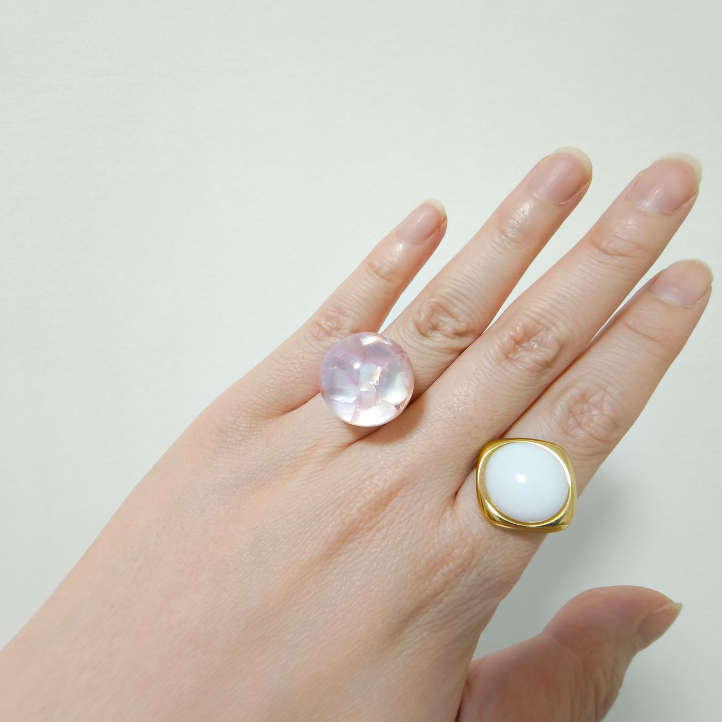 Anillo Perla Rosa Alma Nacado acero y ajustable ( 2 colores)
