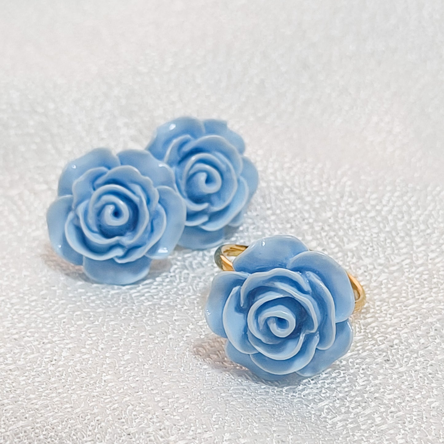 Look Rosa Celia ( anillo ajustable+ pendiente, 3 colores)