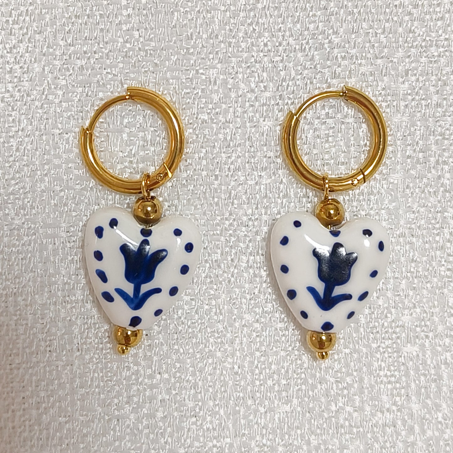 Look Porcelana Blue ( pendientes+ pulsera) ( corazón, tulipan, mariposa)