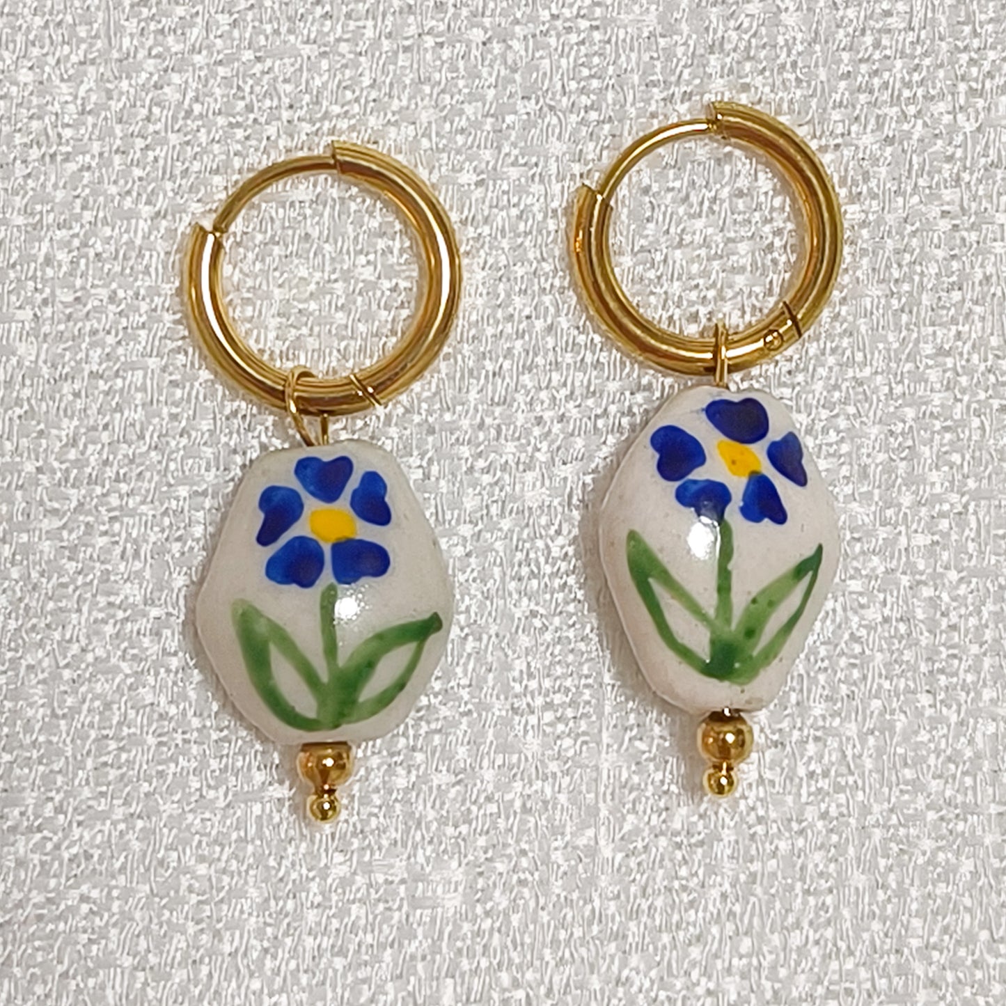 Look Porcelana Blue ( pendientes+ pulsera) ( corazón, tulipan, mariposa)