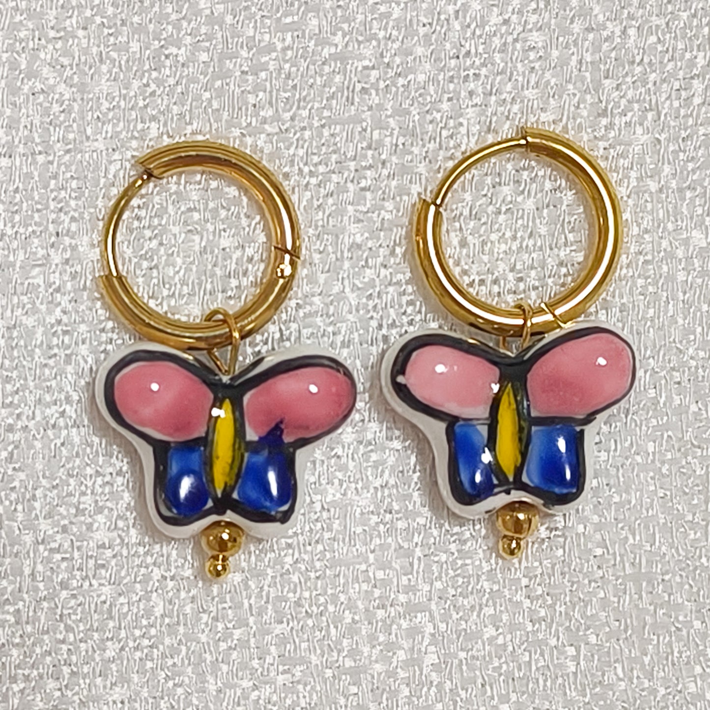 Look Porcelana Blue ( pendientes+ pulsera) ( corazón, tulipan, mariposa)