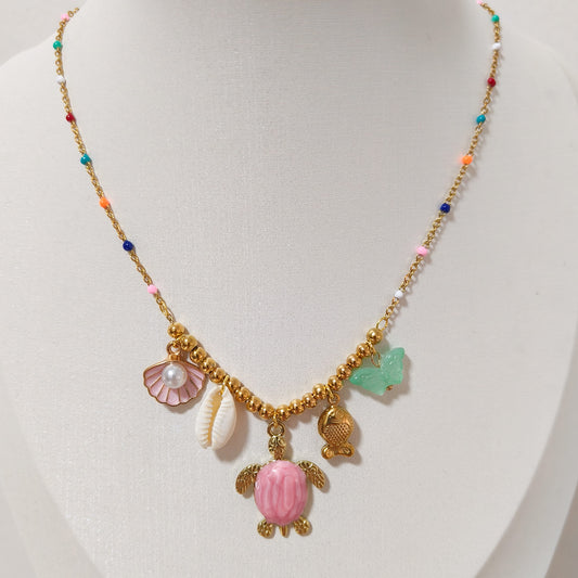 Collar Brisa Marina charms ( tortuga, 2 colores)