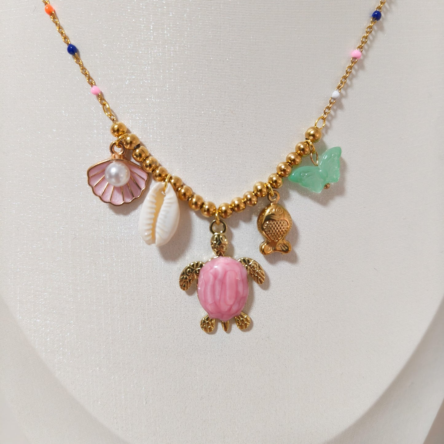 Collar Brisa Marina charms ( tortuga, 2 colores)