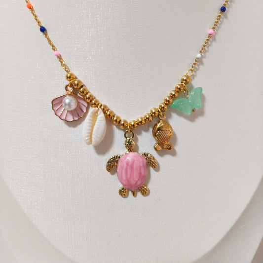 Collar Brisa Marina charms ( tortuga, 2 colores)