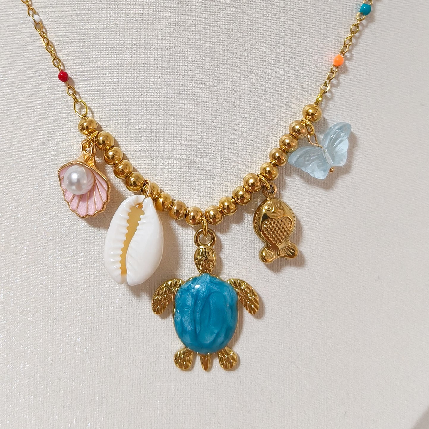 Collar Brisa Marina charms ( tortuga, 2 colores)