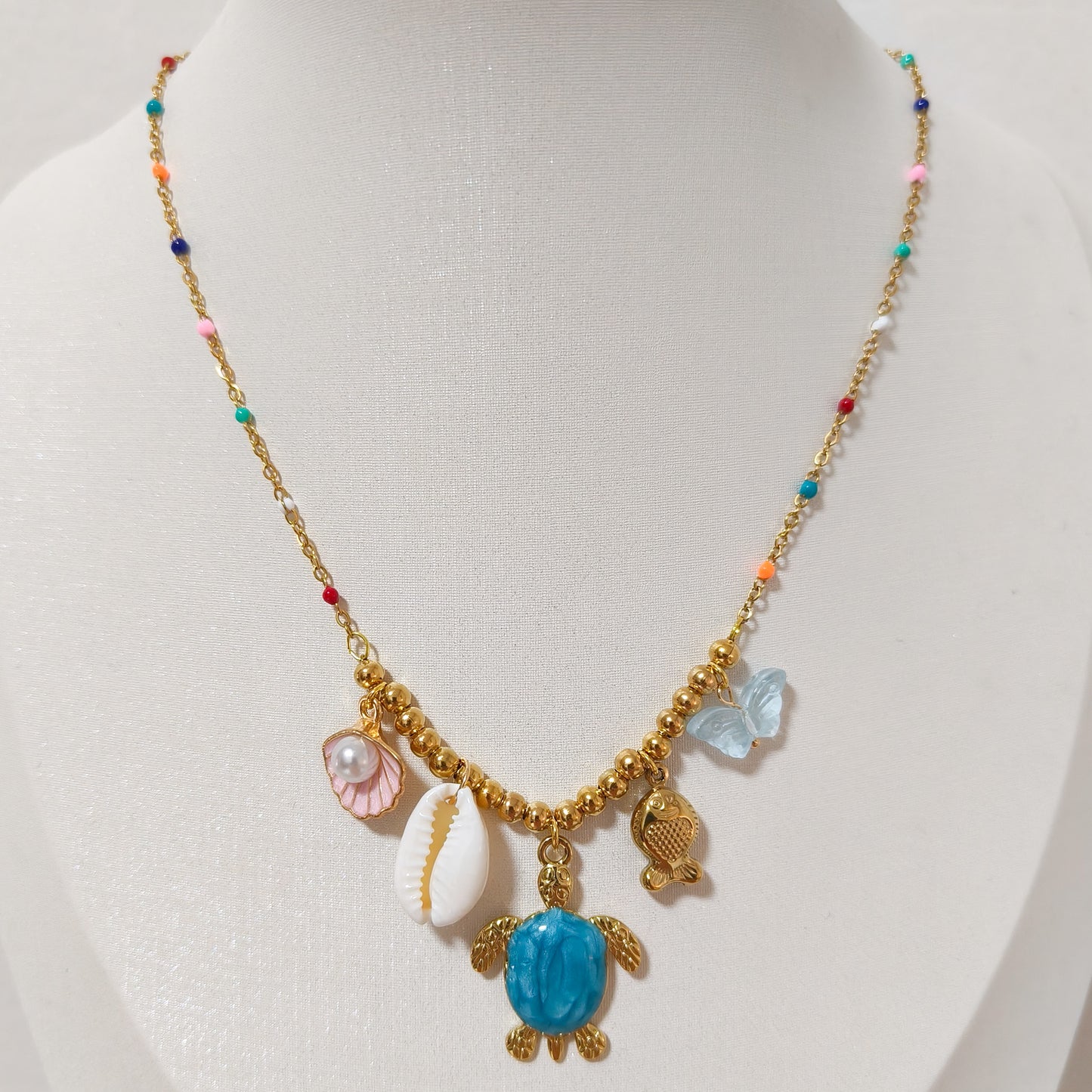 Collar Brisa Marina charms ( tortuga, 2 colores)