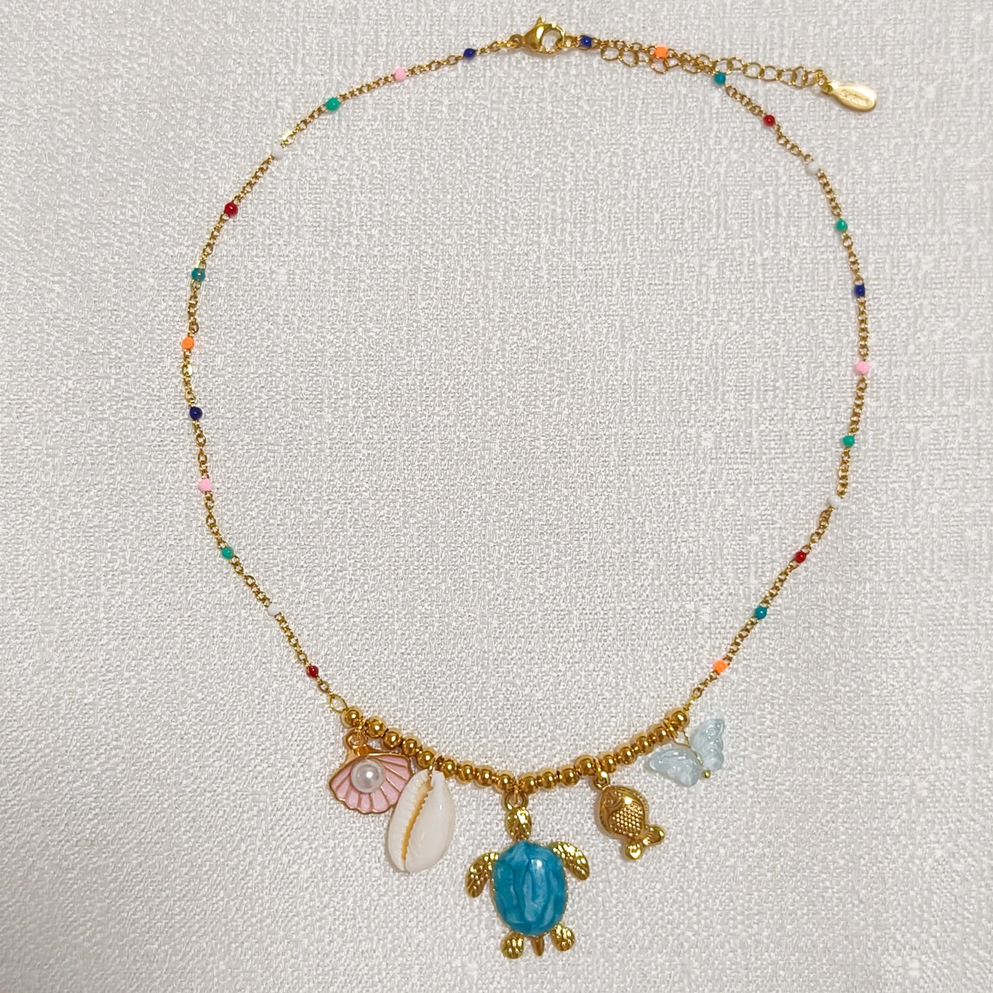 Collar Brisa Marina charms ( tortuga, 2 colores)
