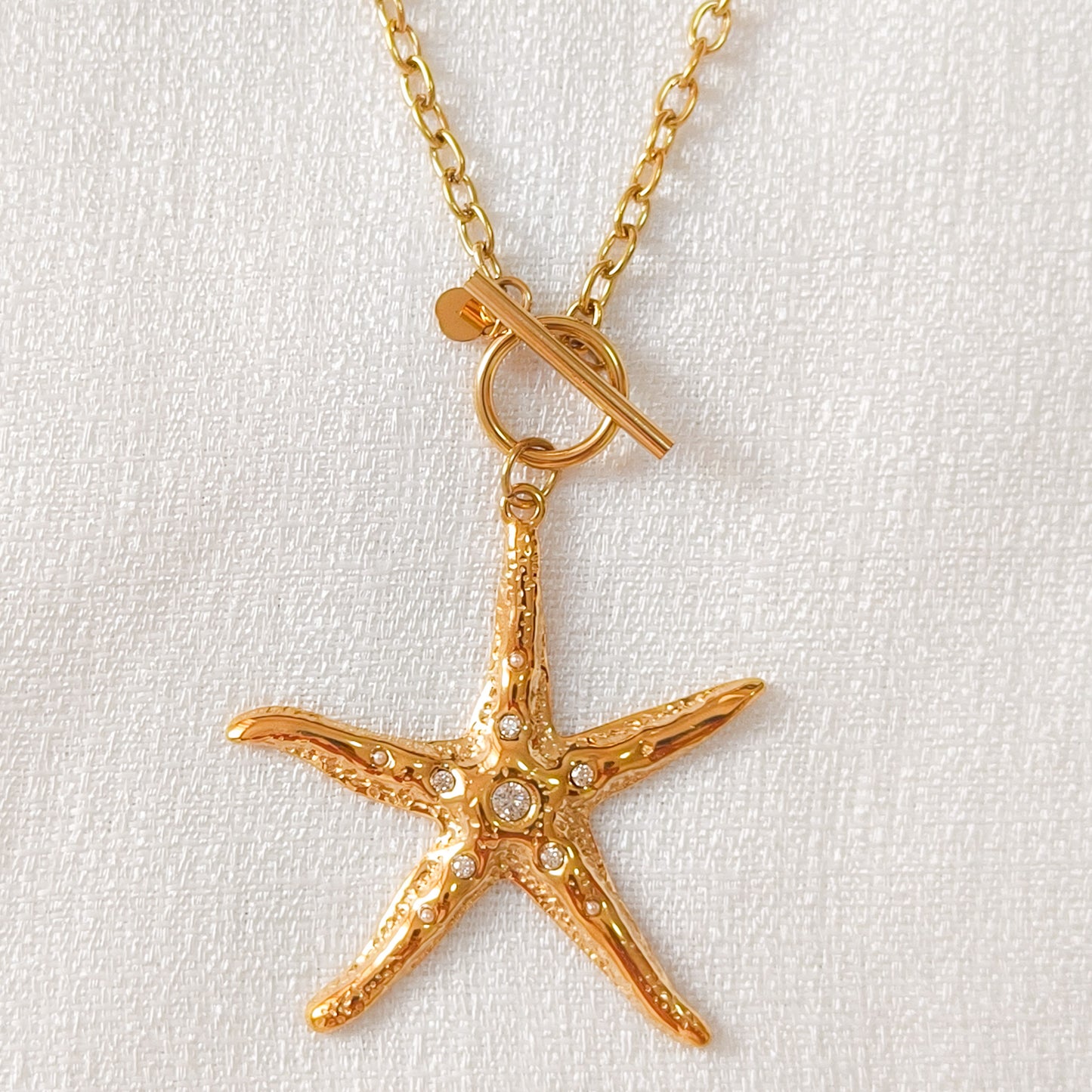 Look Estrella Capri Acero Dorado Brillo ( collar + anillo ajustable)