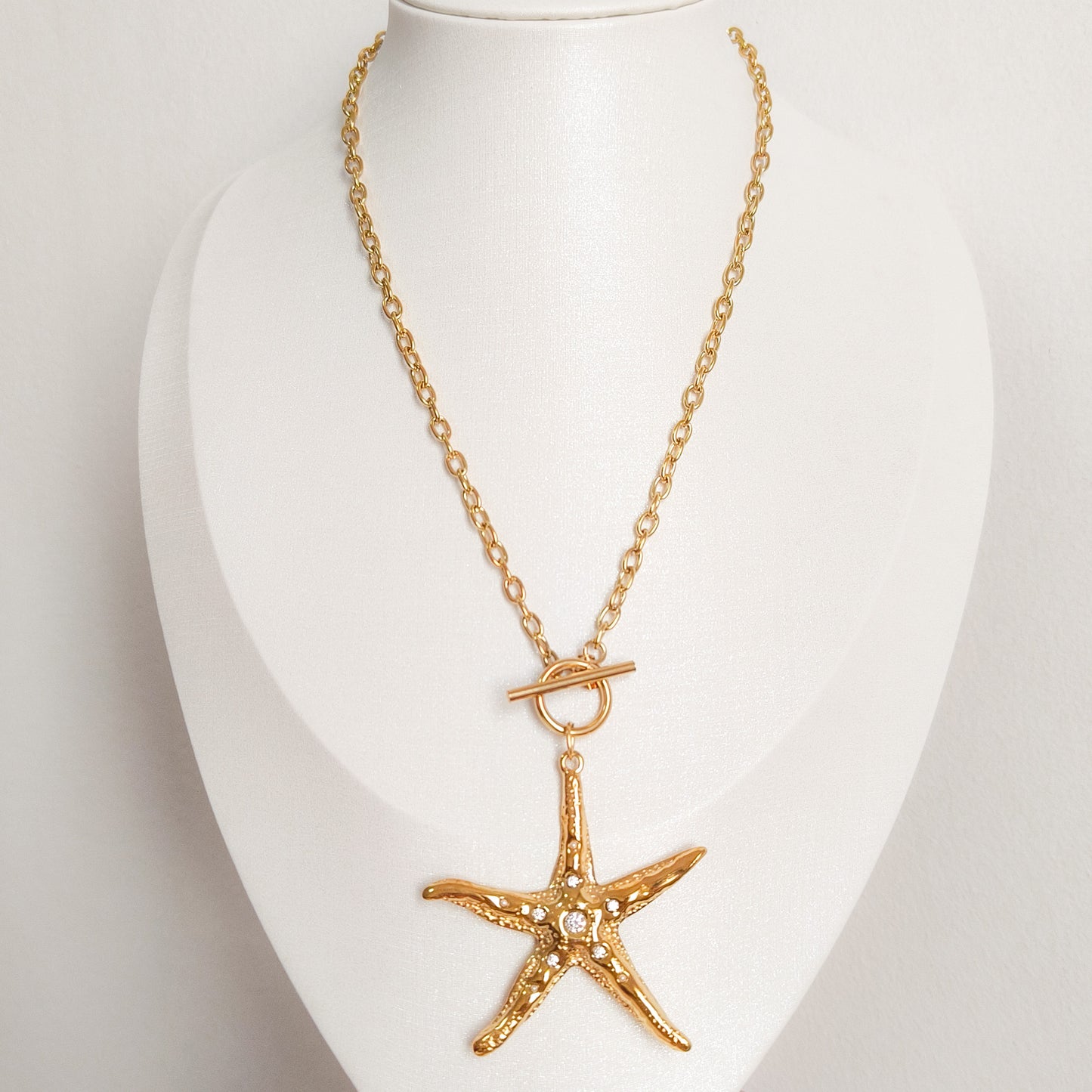 Look Estrella Capri Acero Dorado Brillo ( collar + anillo ajustable)