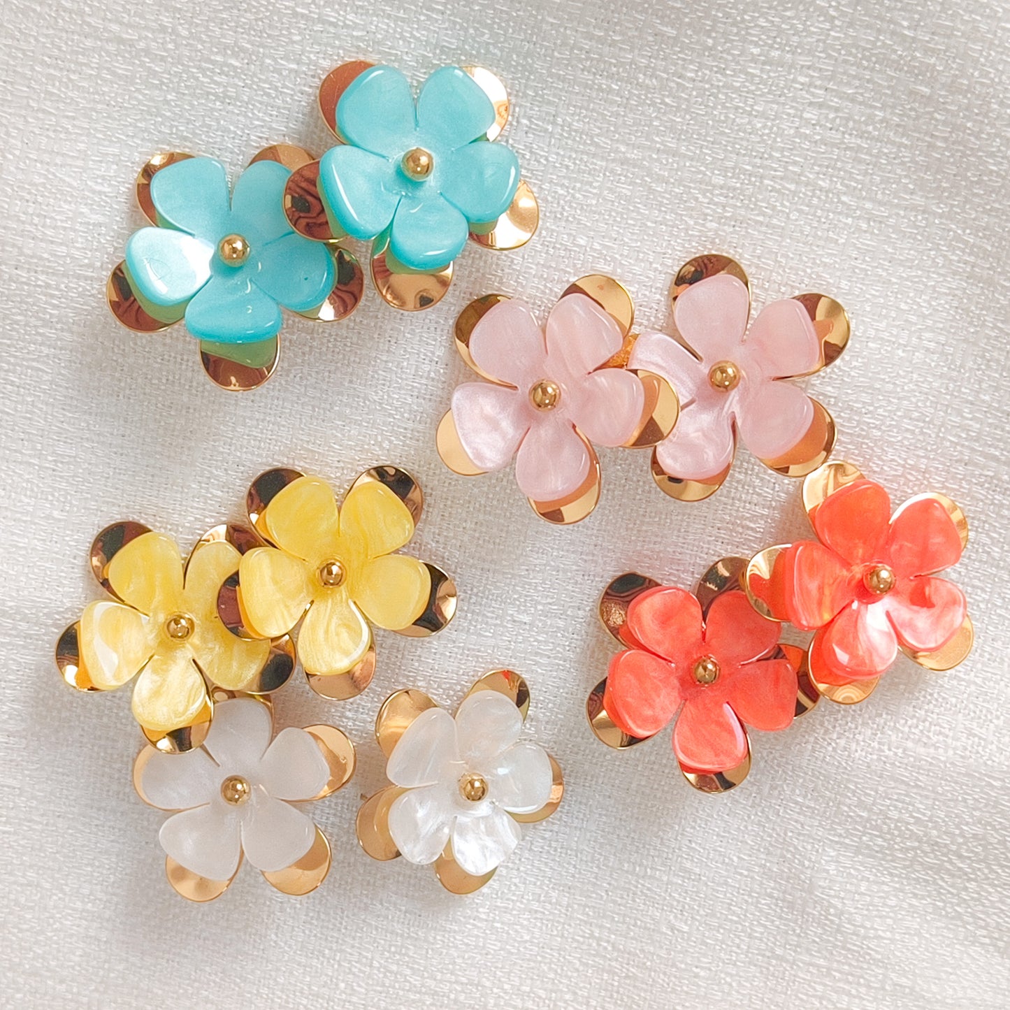 Pendientes Flores Positano de Acero Dorado ( 5 colores)