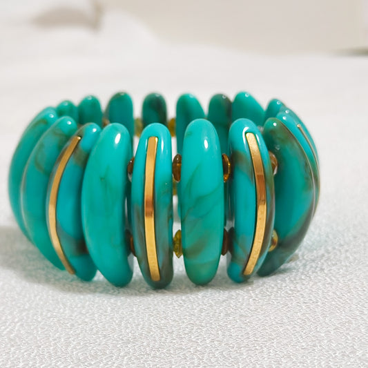 Pulsera Elástica Acero Turquesa Esmeralda