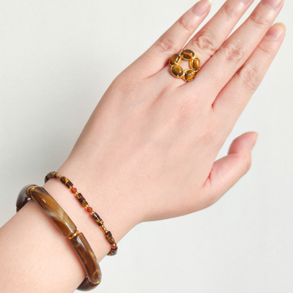 Look Acero Siena Mística Enegía ojo de tigre ( collar y pulsera)