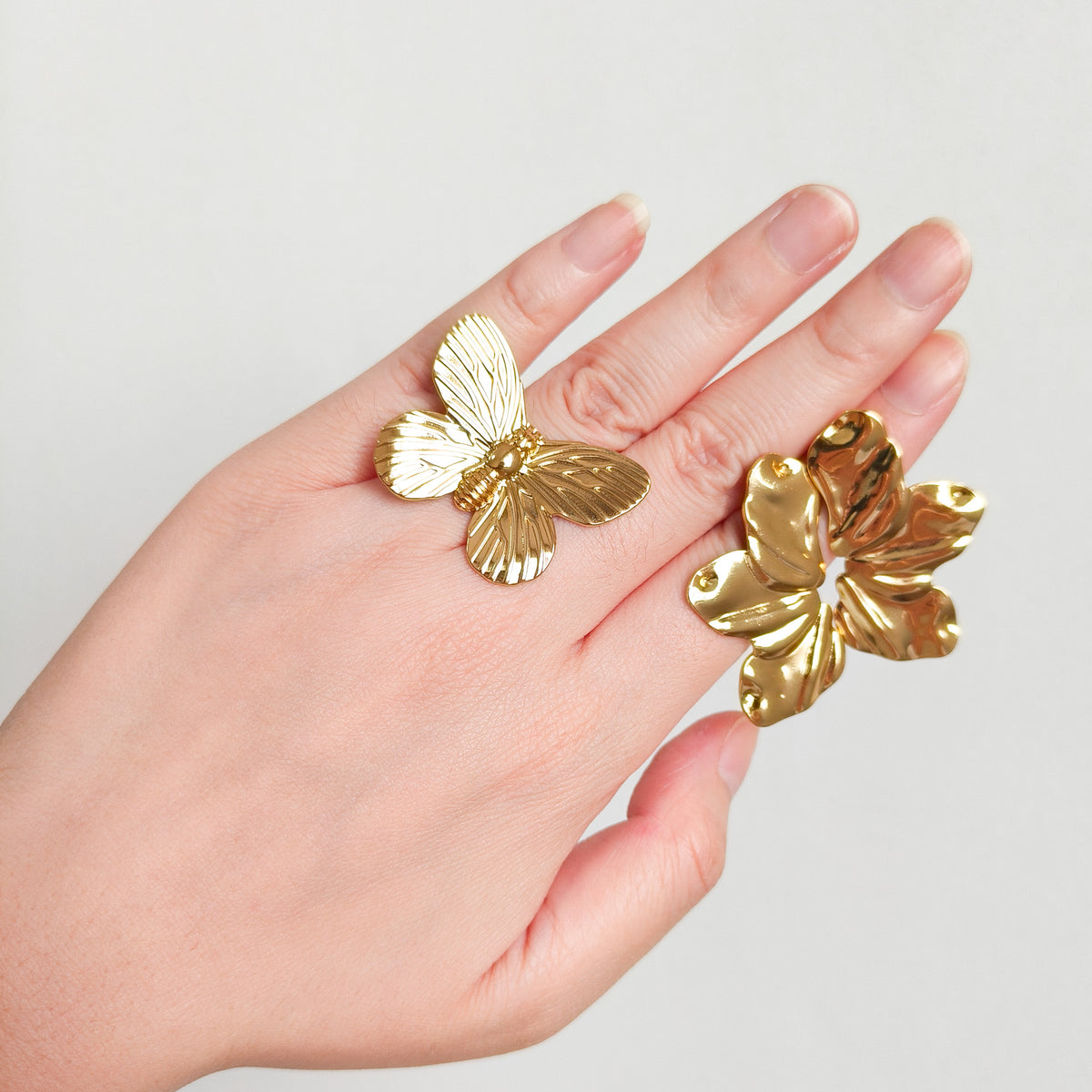 Look Acero Mariposa de Siena ( anillo ajustable y pendiente)