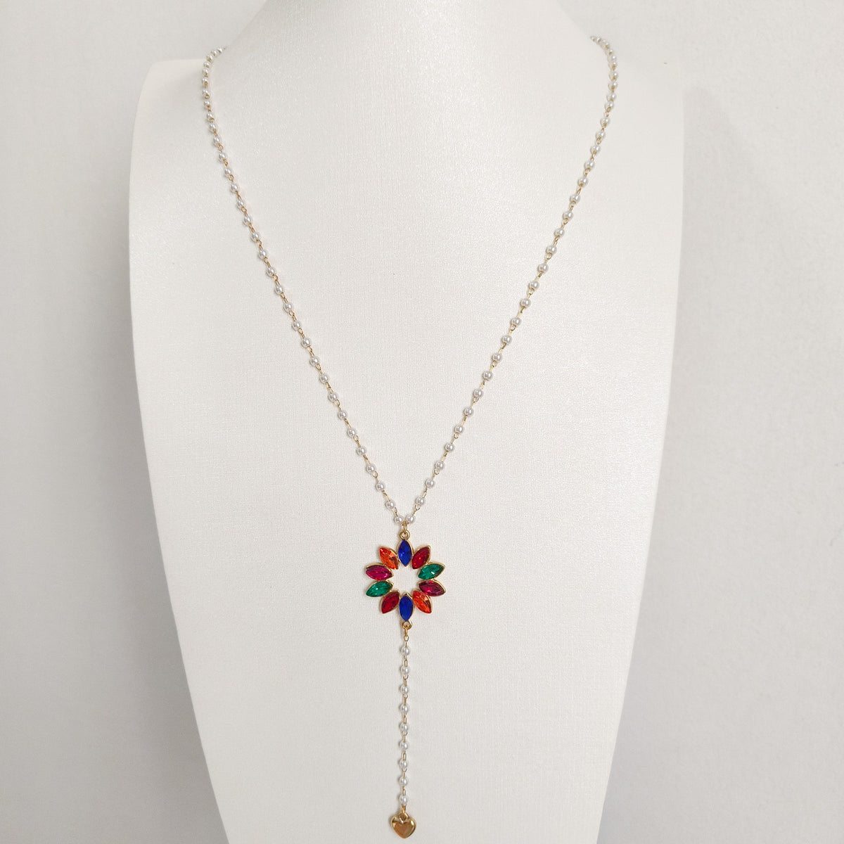 Collar Acero Margarita de París con bolita blanca ( 3 colores)