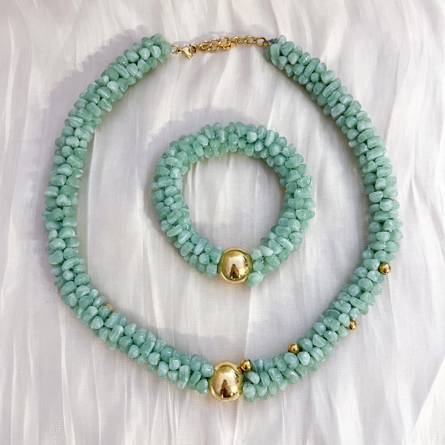 Look Brisa Marina (Collar + Pulsera verde agua)