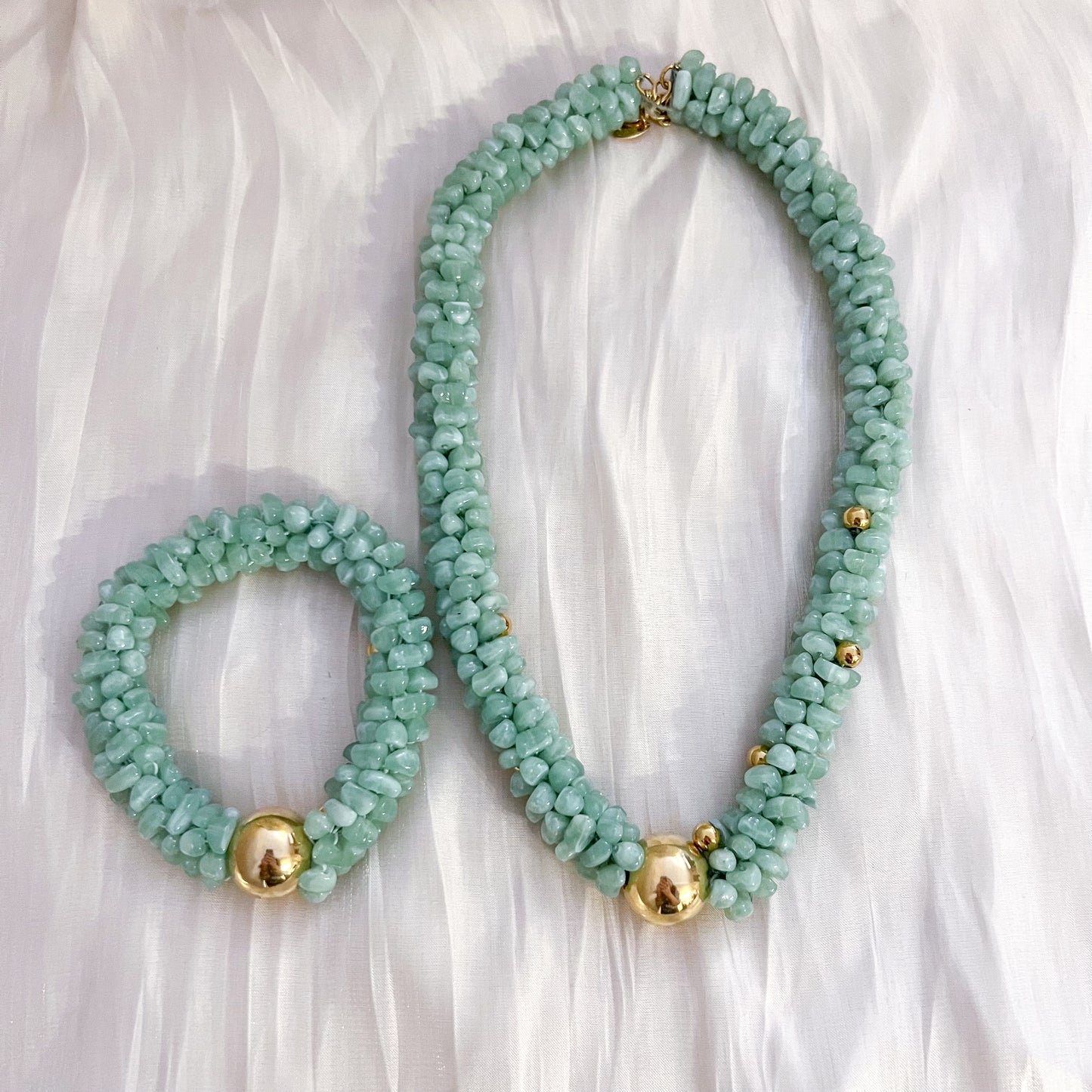 Look Brisa Marina (Collar + Pulsera verde agua)